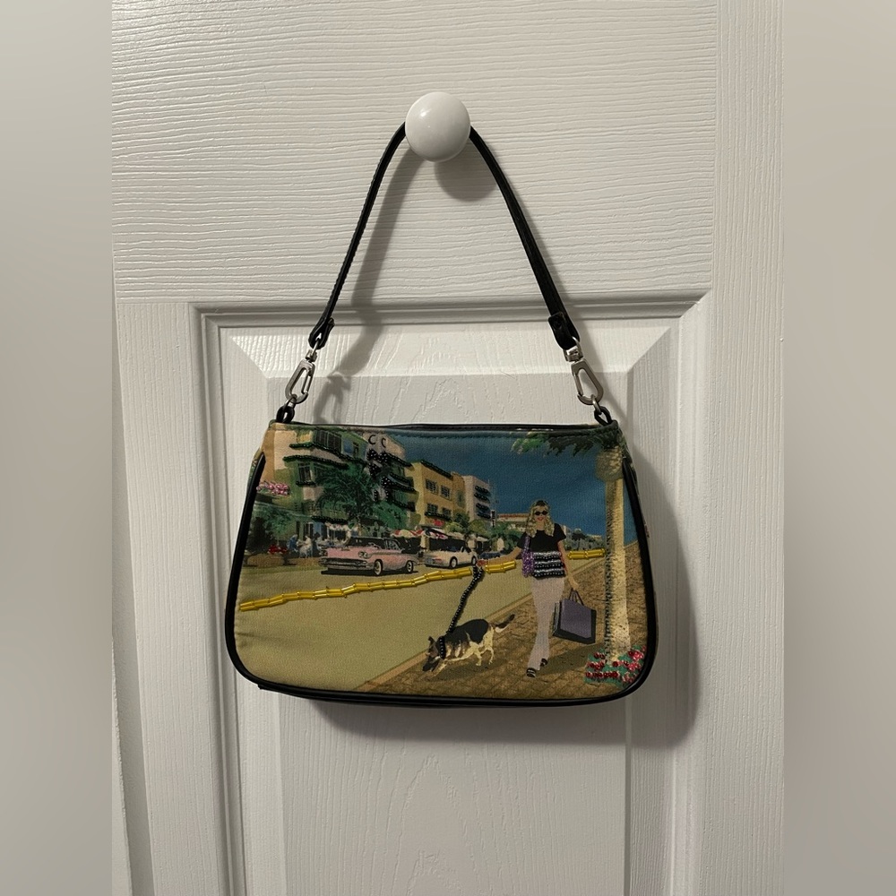 Embroidered Miami Sidewalk Mini Purse